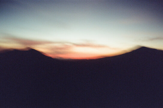 sunrise mountain range of the Puy de Sancy in France