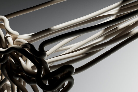 Complex Network of Intertwined Tubes 3D Render