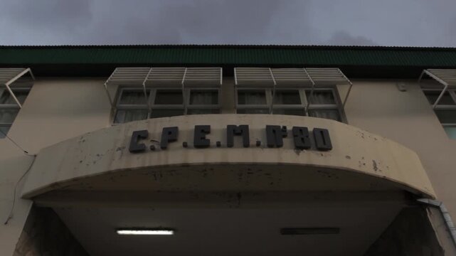 Facade and Main Entrance of a Public High School in Chos Malal Argentina