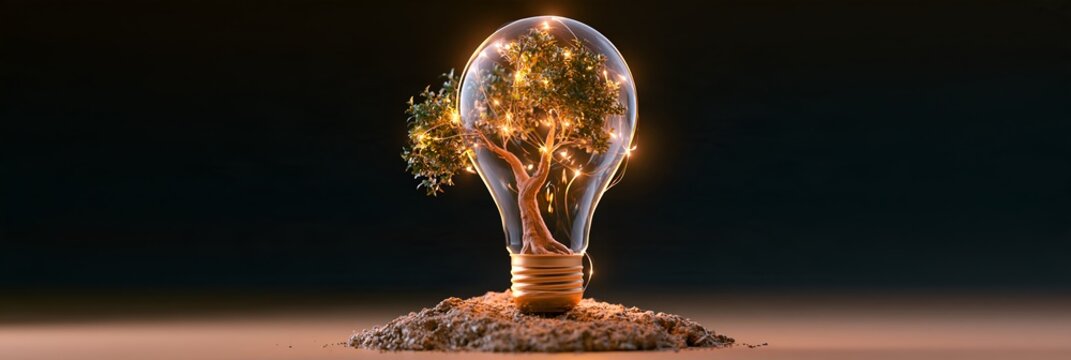 Tree inside a glowing lightbulb