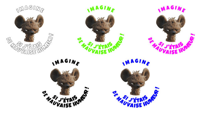 3D Hyena "imagine si je n'&eacute;tais pas de mauvaise humeur " black, white, blue, green, pink - ALPHA - 3840