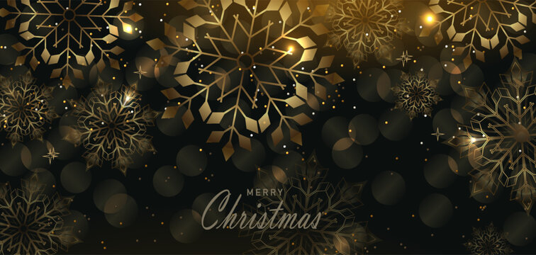 Merry Christmas 2027. A premium greeting card with gold snowflakes and a sparkling mosaic design