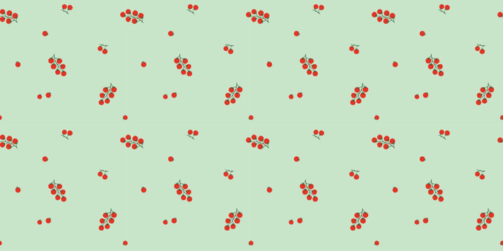 Fresh Sage Green Red Tomato Seamless Pattern Vintage Kitchen Vegetable Vector Illustration for Cooking Fabric Wallpaper