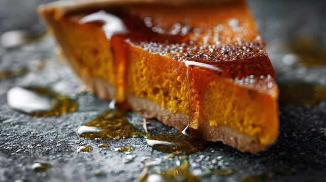 piece of pumpkin cake with honey isolated with jpg 