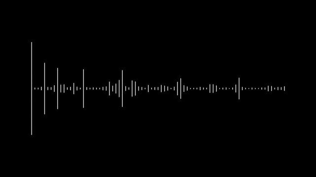 white music equalizer bars animation with dynamic audio frequency levels, pulsing waveform signals, digital sound meter display and smooth rhythmic visualization on a pure black background 4k