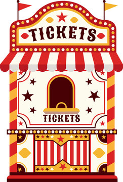Vintage Circus Carnival Ticket Booth Vector Illustration