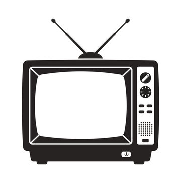 Vintage Retro Television Set with Antenna Vector Illustration