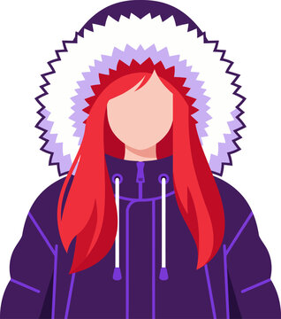 Young Woman with Red Hair Wearing Winter Parka Jacket Vector Avatar