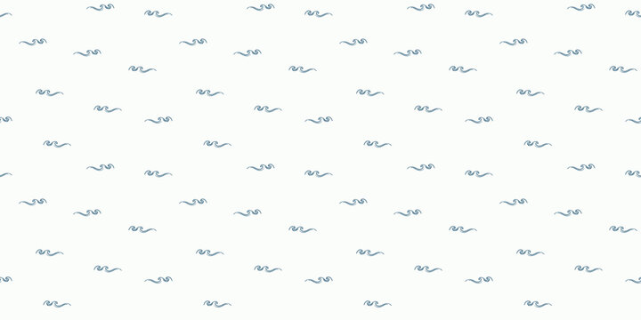 Minimalist Japanese Ocean Waves Seamless Pattern Abstract Blue Nautical Swirl Vector Background for Fabric Textile