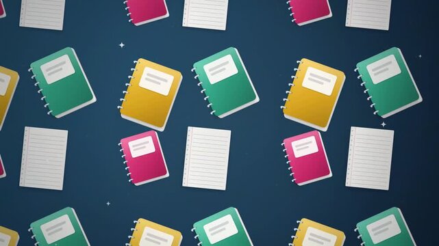 Colorful spiral notebook animation book pattern for creative motion render