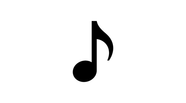 Black musical note symbol isolated on transparent background for
