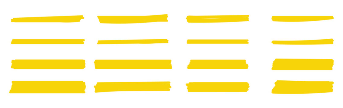 Marker highlight text line set. Paper banner frame watercolor sharpie memo background. Hand-drawn marker strokes isolated on semi-transparent backdrop . 