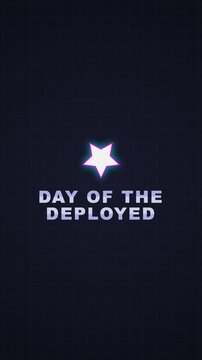 Day of the deployed animation pairs a white star with a navy military banner for holiday posters, celebrations, and tributes.