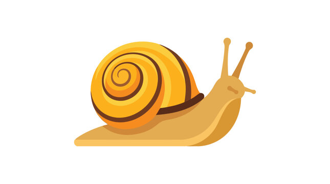 Yellow snail with a spiral shell is a vector illustration on a white background