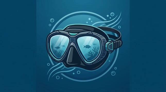 clean graphic depicting a professional scuba diving mask symbol for ocean exploration and underwater adventure concepts diving mask scuba equipment underwater gear snorkeling mask ocean