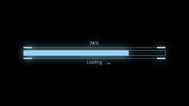 Modern minimal loading bar animated, Glowing loading bar percentage progress with the word loading animation