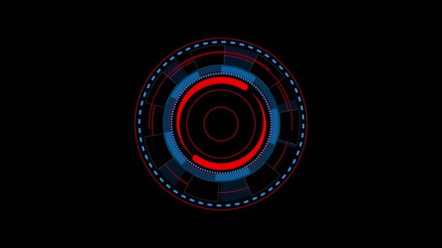 Security technology network diagram with glowing red rings and central hub labeled security 4k video animation