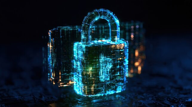 A digital representation of message security featuring a glowing encrypted packet and a luminous lock symbolizing quantum protection in communication.
