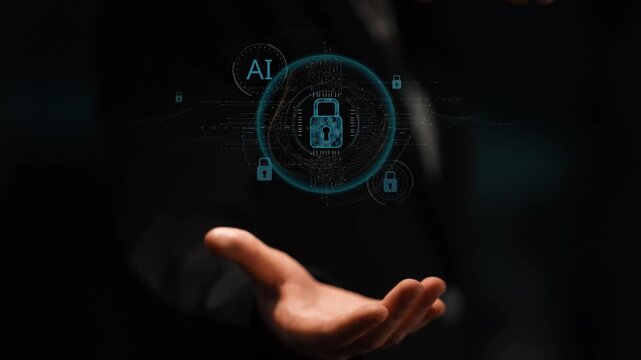 AI cyber security system using biometric authentication and privacy control. Cyber security protects identity, cybersecurity detects threats, cybersecurity ensures safety, and secures data. Marrow