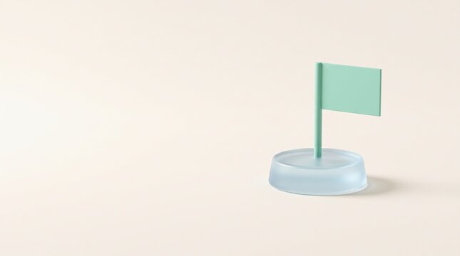 Goal achievement with flag marker for business milestone, success target and progress