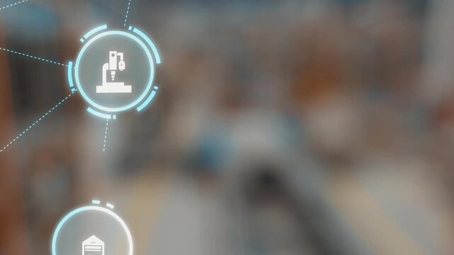 Mechanized industry automation and modern production system with robotic arms, gears, tools and logistics for efficient mechanized industry process. Gist