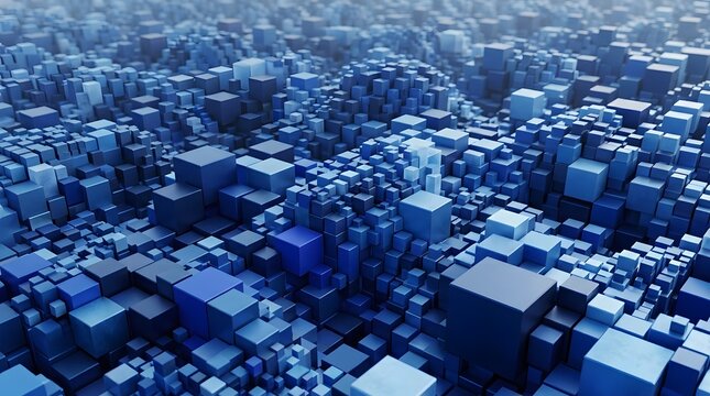 Abstract blue cubic landscape a digital rendering of geometric blocks