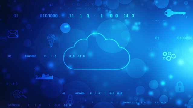 Cloud Computing Concept, modern cloud technology. Integrated digital web concept background, internet data storage, database and mobile server concept