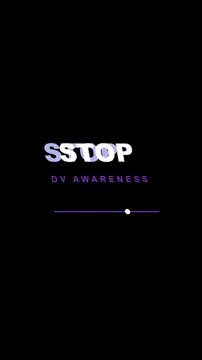 National domestic violence awareness month animation presents white text and purple logo on black, suitable for campaigns, social posts, advocacy.