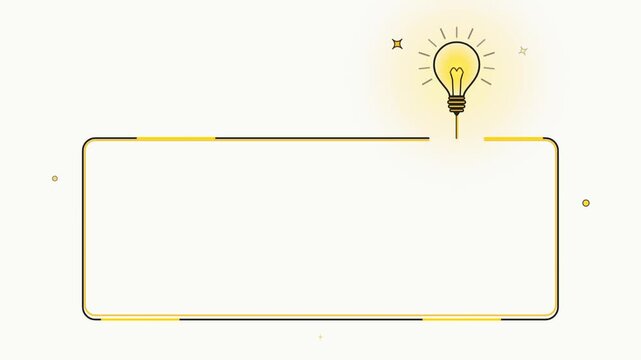Glowing lightbulbs with empty rectangular message frames for concepts
