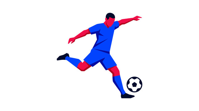 soccer player action, A dynamic vector depiction of a player executing a powerful soccer kick