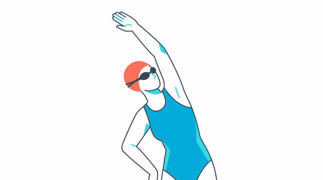 Athletic warm-up, A swimmer reaches upward in a dynamic pre-workout stretch