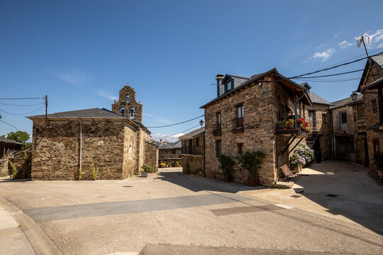 A typical street in San Cristobal de Valdueza, Leon, Castile and Leon, Spain