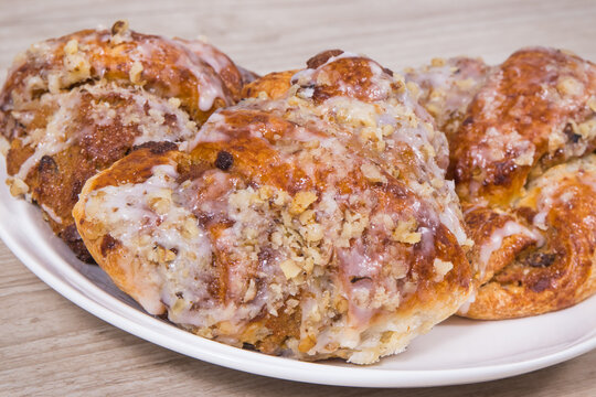 Croissants from polish city Poznan baked according to traditional recipe with poppy seed filing, nuts and almonds