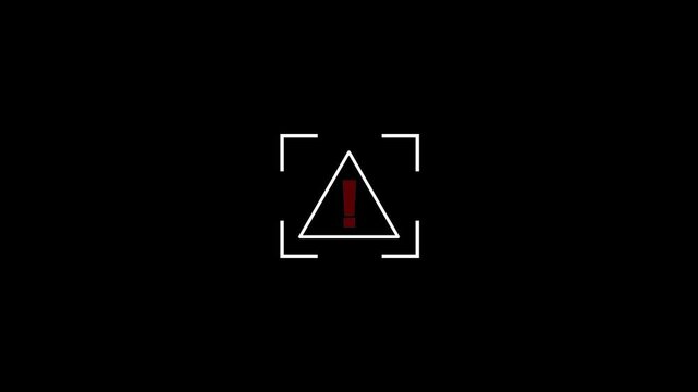 Flashing red warning triangle icon for digital interface alerts