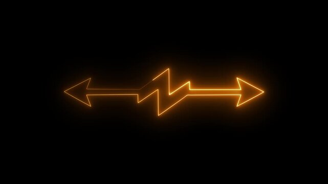 Glowing neon arrow sign pointing in opposite directions