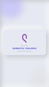 Purple ribbon animation highlights national domestic violence awareness month, creating compassionate background card designs for campaigns, social posts, and awareness materials.