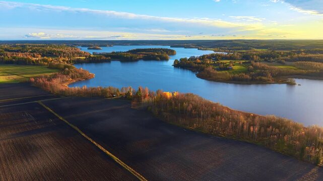 Beautiful lake landscape in southern Finland autumn. &Auml;im&auml;j&auml;rvi