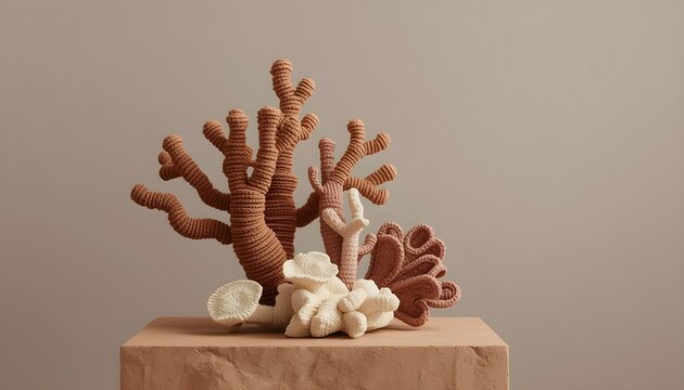 Organic branching forms instead of familiar crochet flowers.