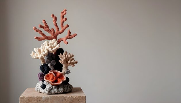 Organic branching forms instead of familiar crochet flowers or toys.
