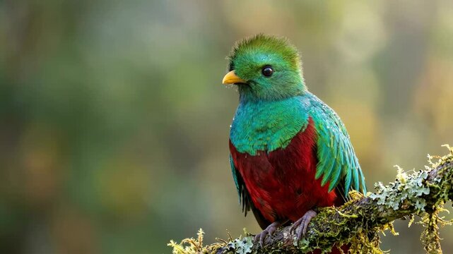 quetzal close up at morning light in monteverde cloud forest video