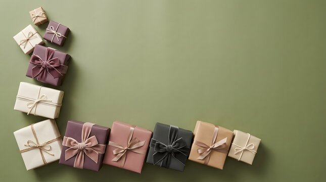 A beautifully arranged collection of pastel colored gift boxes perfect for celebrations and special occasions creating a festive atmosphere