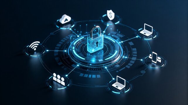 Digital Cyber Security Network Protection Concept