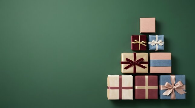 A beautifully arranged collection of gift boxes creates a festive and celebratory atmosphere perfect for holidays and special occasions