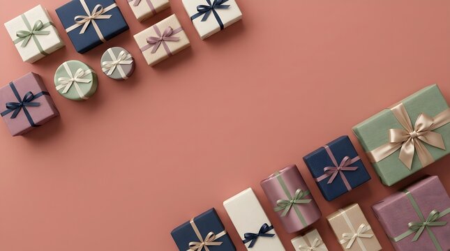 A beautifully arranged collection of colorful gift boxes perfect for celebrations holidays or expressing gratitude and affection to loved ones