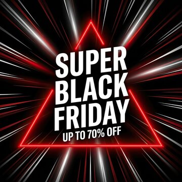Dynamic super black friday sale promotion with bright neon light effects