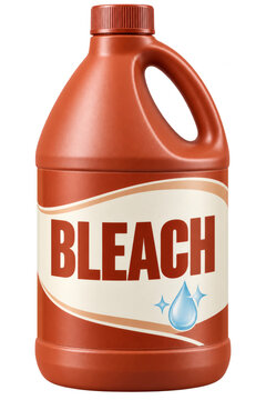 Bleach in plastic jug with generic printed label isolated on transparent background