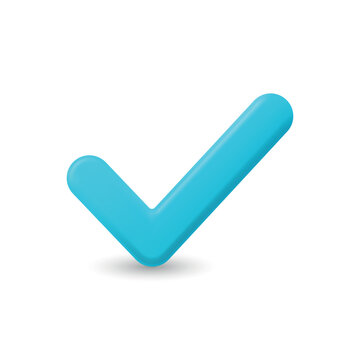 Blue Check Mark, Vector Illustration. 3d Check Mark with Rounded Shape. Check Mark Isolated for Approval, Confirmation, Success, Correct Answer, Verification, Checklist, Completed Task, Status