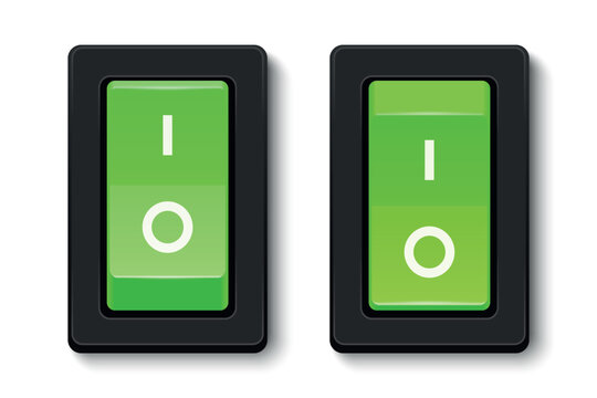 Rocker Switch Set, 3d Vector Illustration. Black Rocker Switch with On Off Symbols. Electrical Rocker Switch Buttons for Power Control, Toggle Rocker Switch for Appliance, Electronics, Devices