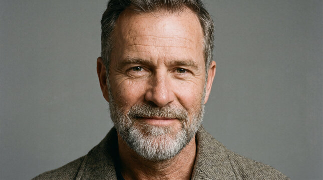 Portrait of Man with Trimmed Grey Beard Looking Confidently