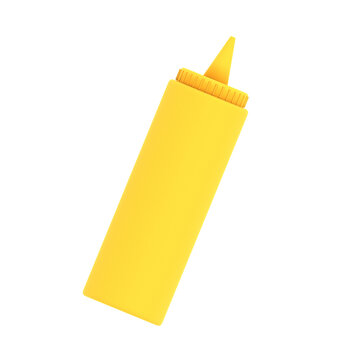 Yellow mustard squeeze bottle isolated, 3D render